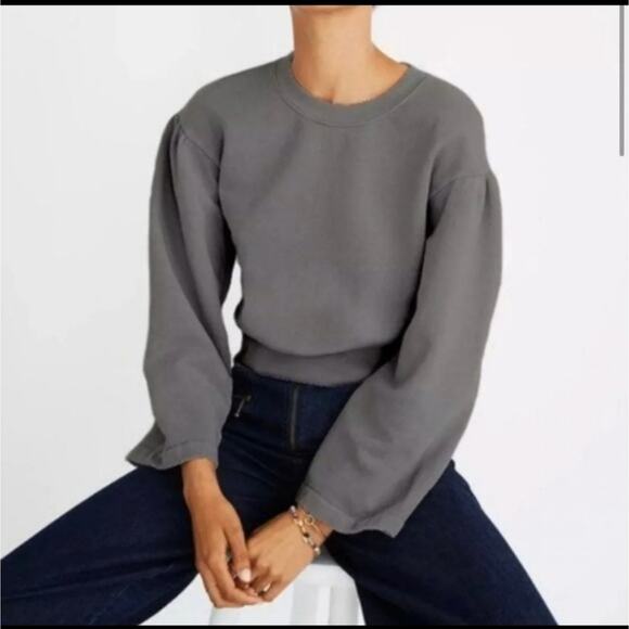 Madewell Tops - Madewell x Karen Walker Sweatshirt Top Crew Neck Wide Bell Sleeve Gray Size S
